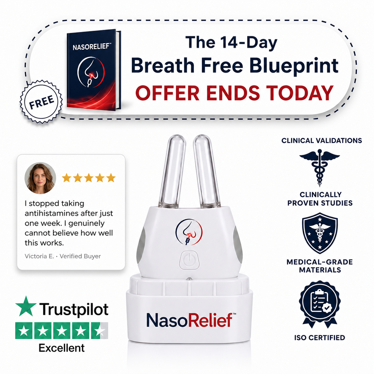 NasoRelief Phototherapy Rhinitis Intranasal LED Couples Pack